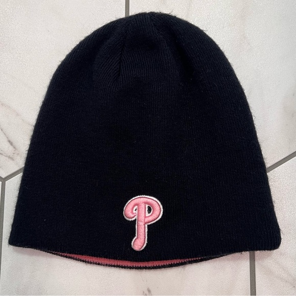 Genuine Merchandise Accessories - Genuine Merchandise Black and Pink Philadelphia Phillies Beanie Hat